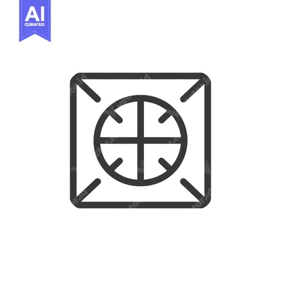 Aset premium populer: A square frame with a circle containing a cross shape inside