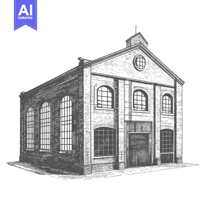 Aset desain premium: This image shows a detailed view of the buildings exterior facade