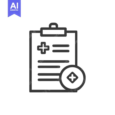 Aset premium populer: Simple Medical Record Icon with Add Symbol