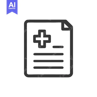Aset desain premium: Minimalist Medical Prescription Icon: Clean Line Art Graphic of a Docu