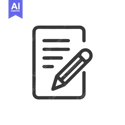 Aset desain premium: Simple Line Icon of Document with Pen, Minimalist Design