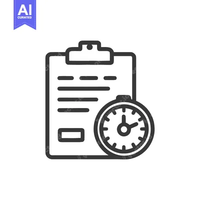 Aset premium populer: Time Management Icon: Checklist and Stopwatch in Minimalist Line Art S