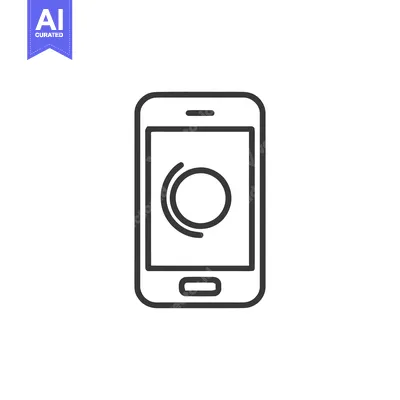 Premium design asset: Minimalist Smartphone Icon with Circular Loading Symbol, Outline Style