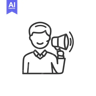 Aset premium populer: Minimalist Icon: Man with Megaphone, Communication and Announcement Co