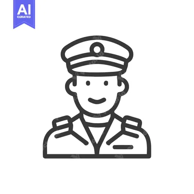 Aset premium populer: Minimalist Icon of a Smiling Officer in Uniform