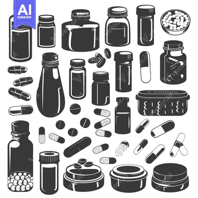 Aset premium populer: Assorted Medicine Bottles, Jars, and Pills