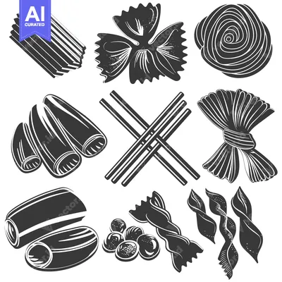 Aset desain premium: Assorted Types of Italian Pasta