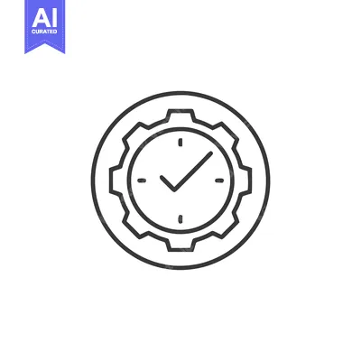 Aset desain premium: Time Management Icon: Clock with Gear, Efficiency and Productivity Con