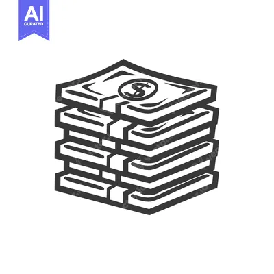 Aset desain premium: A Stack of Five US Dollar Bills with a Dollar Sign Symbol