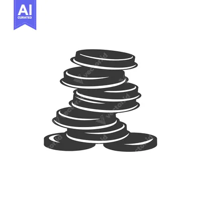 Premium design asset: A stack of six black and white round objects with a white background.
