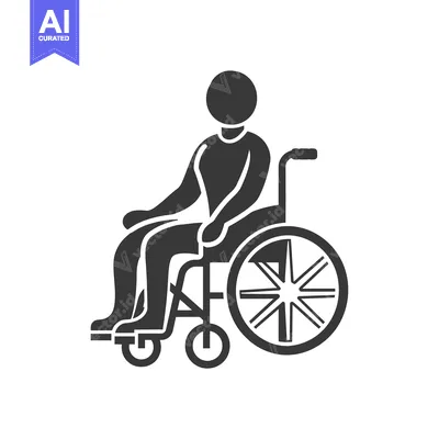 Aset premium populer: A stick figure person sitting in a wheelchair