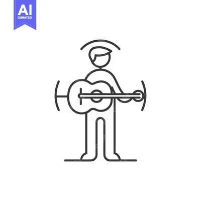 A stick figure playing an acoustic guitar
