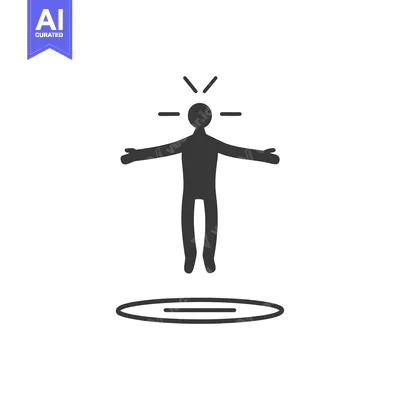 Aset desain premium: A stick figure with arms outstretched floating above a circle