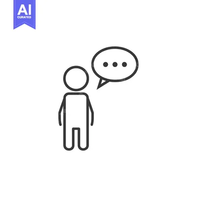 Premium design asset: A stick figure with a speech bubble containing three dots