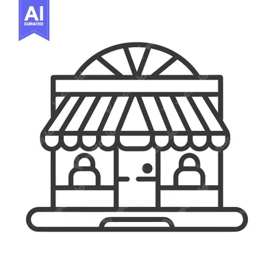 Aset premium populer: A storefront with an awning, two windows, and a door