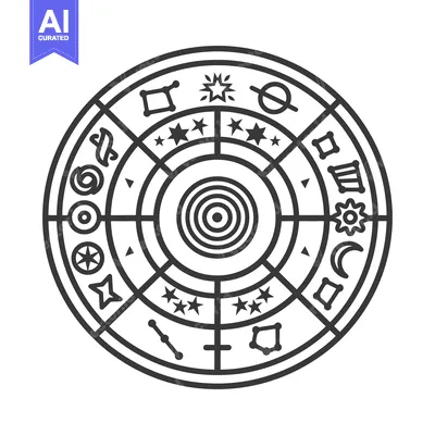 Aset desain premium: Detailed illustration of astrological symbols and celestial circular c