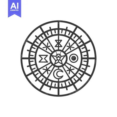 Aset premium populer: A detailed illustration of a complex circular symbol design
