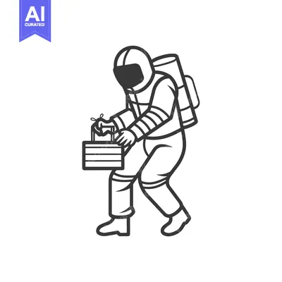 Astronaut Carrying a Box in Space