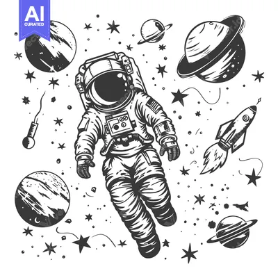 Popular premium asset: Astronaut Floating in Space Surrounded by Stars and Planets