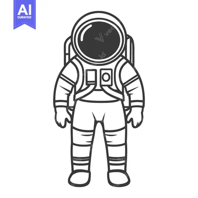 Popular premium asset: A simple outlined illustration of an astronaut in space gear