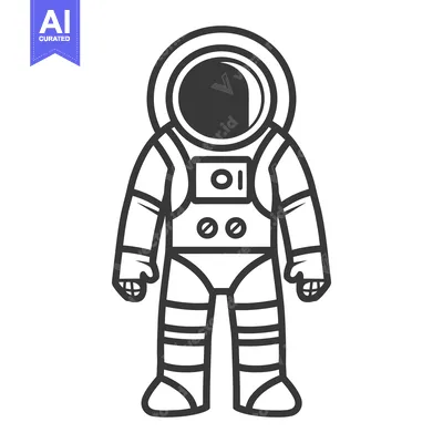 Premium design asset: A simple line drawing of an astronaut in full protective gear