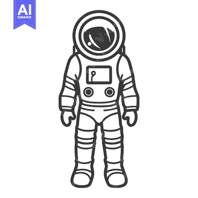 Aset premium populer: A simple illustrated drawing showing a spaceman standing upright