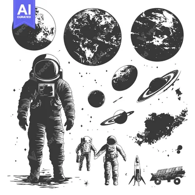 Popular premium asset: Astronauts in Space with Planets and a Rocket