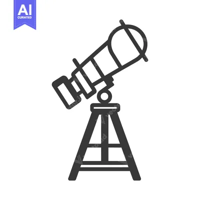 A graphic image depicts a telescope on a tripod stand