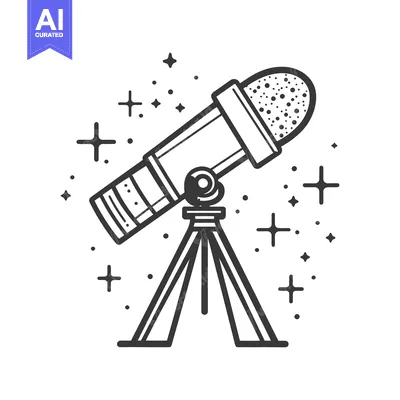 A detailed illustration of a telescope and celestial starry sky