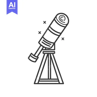 A simple black and white drawing of a telescope on a tripod