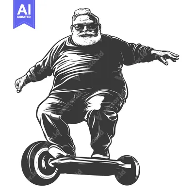 Aset desain premium: A Stylish Older Man Riding a Self-Balancing Scooter