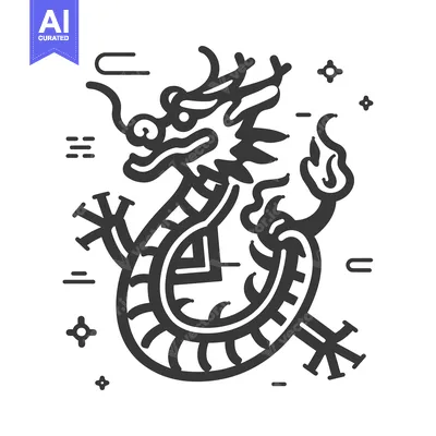 Popular premium asset: A Stylized Black and White Dragon Illustration