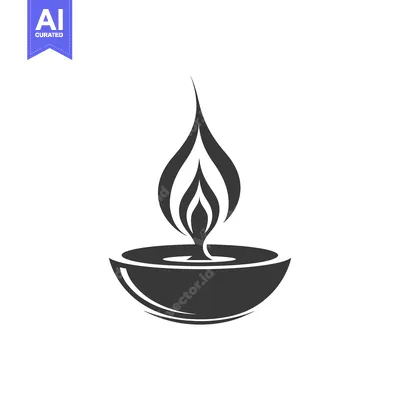 Aset premium populer: A stylized black and white illustration of a candle flame.