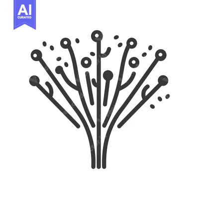 Premium design asset: A stylized black and white illustration of a plant with multiple stems