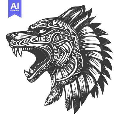 Popular premium asset: A stylized black and white illustration of a wolf's head with tribal p