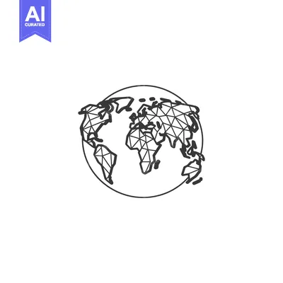 Premium design asset: A stylized black and white outline of the world