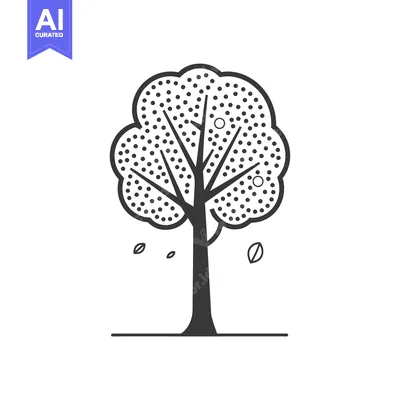Premium design asset: A Stylized Black and White Tree with Falling Leaves