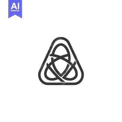 Aset desain premium: A Stylized Black and White Triangle with Intertwined Lines