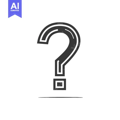 Aset desain premium: A stylized black question mark with a square dot below it
