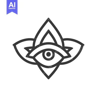 A stylized eye inside a geometric flower-like shape