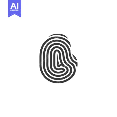 Premium design asset: A Stylized Fingerprint Illustration with Black Lines on a White Backgr
