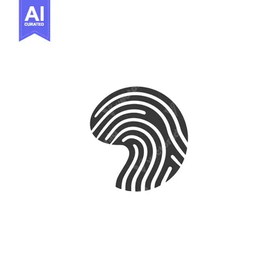 Aset premium populer: A stylized fingerprint in black and white