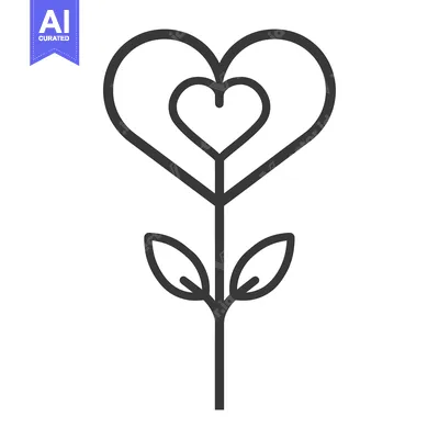 Aset premium populer: A stylized flower with a heart-shaped bloom and two leaves