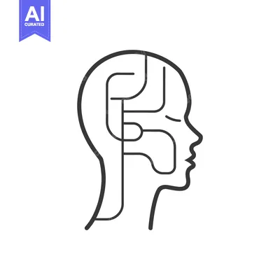 Aset premium populer: A stylized human head with lines connecting abstract shapes inside