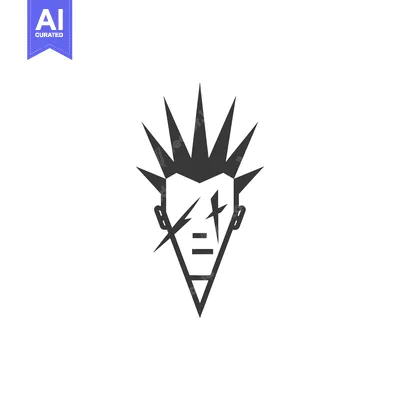 Aset premium populer: A stylized icon of a punk rock person with mohawk and facial markings