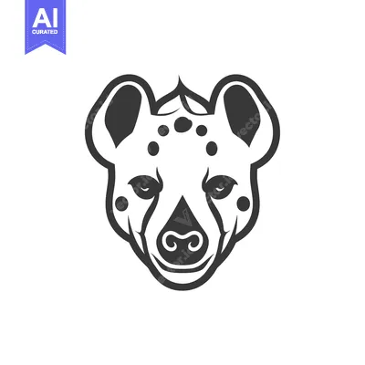 Premium design asset: A stylized illustration of a hyena's head in black and white