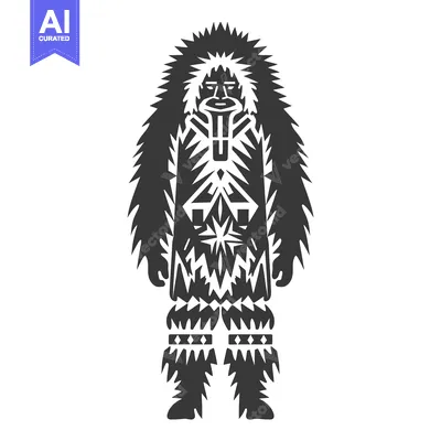 Aset premium populer: A stylized illustration of an Inuit person wearing traditional clothin