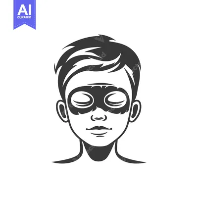 Aset premium populer: A stylized illustration of a person's face with closed eyes and a mask