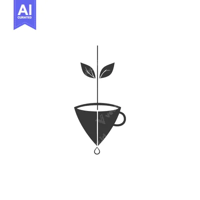 Aset premium populer: A stylized image of a plant growing from a coffee cup