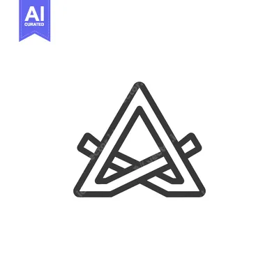 A stylized line drawing of a campfire